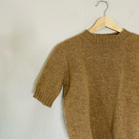 United Colors of Benetton Alpaca Tan Short Sleeve Mockneck Sweater - Picture 2 of 10